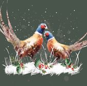 Pheasant Couple - Personalised Christmas Card