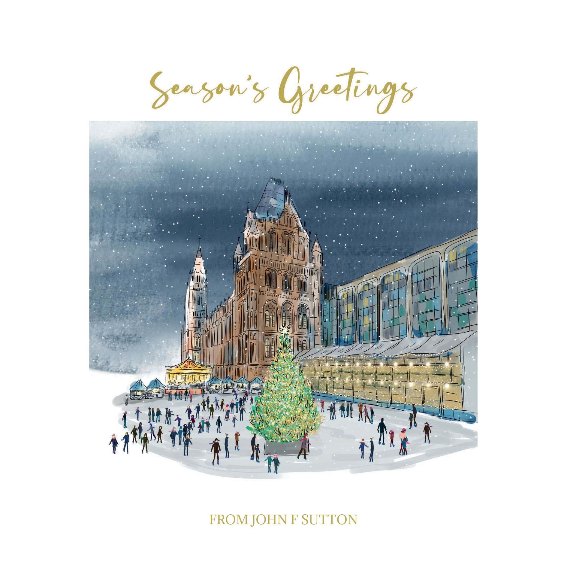 Festive Ice Skating - Front Personalised Christmas Card