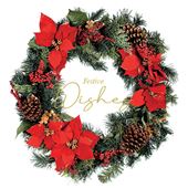 Poinsettia Wreath - Personalised Christmas Card
