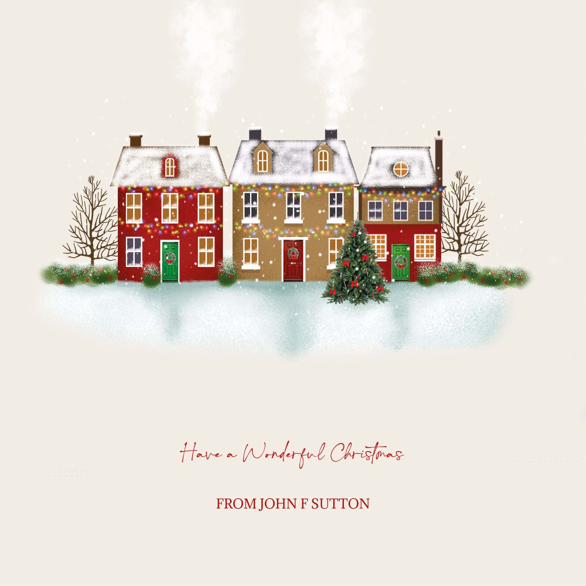Christmas Houses - Front Personalised Christmas Card