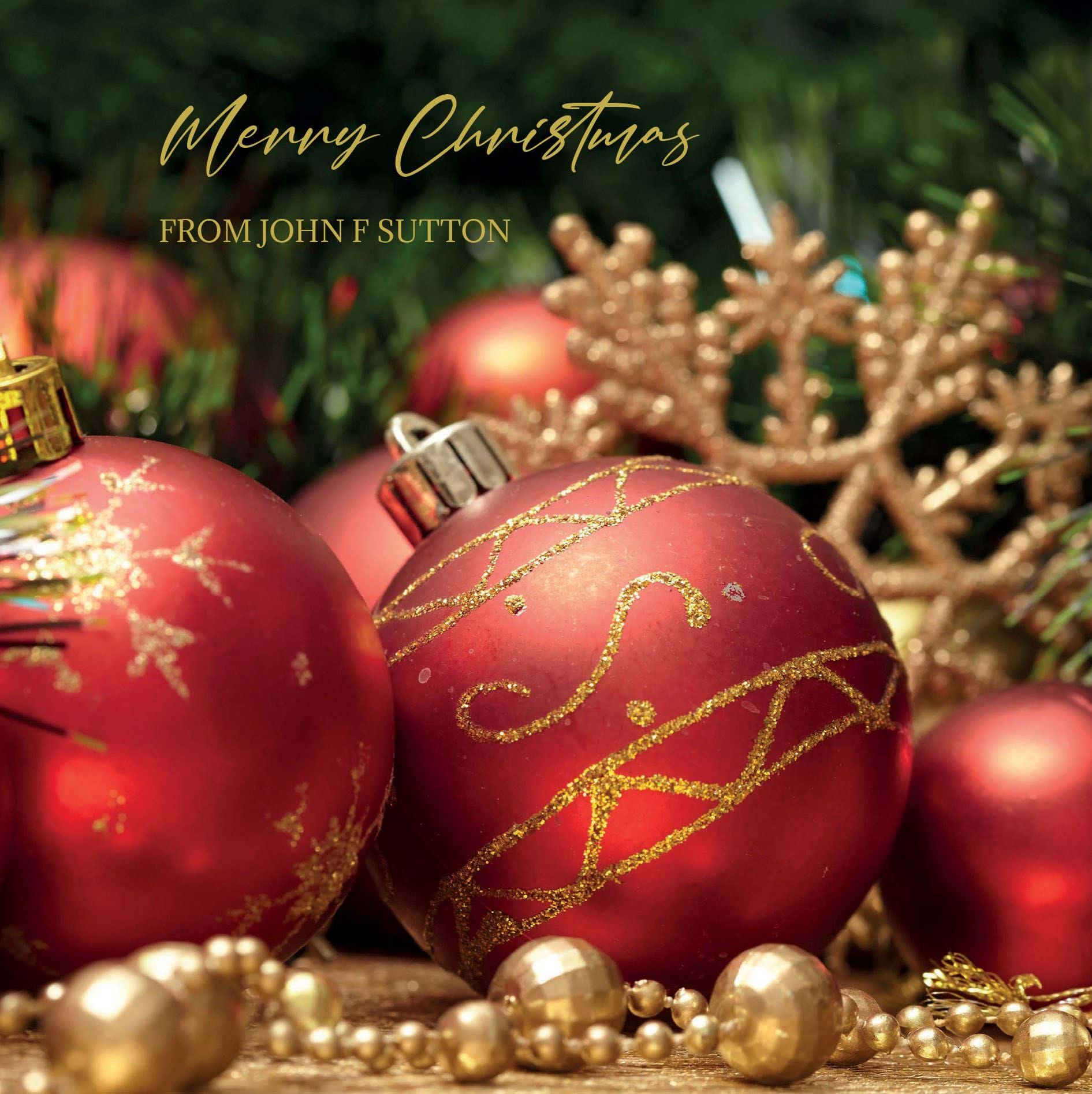 Glistening Baubles - Front Personalised Christmas Card