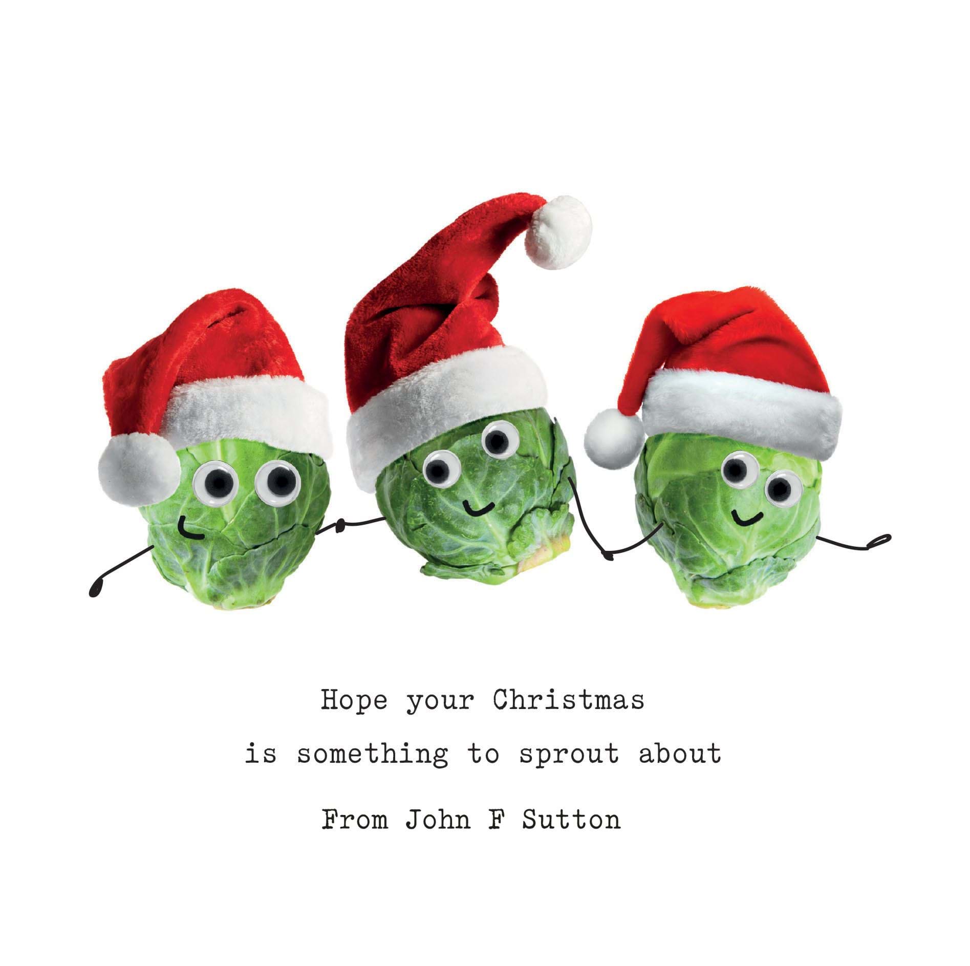 Festive Sprouts - Front Personalised Christmas Card