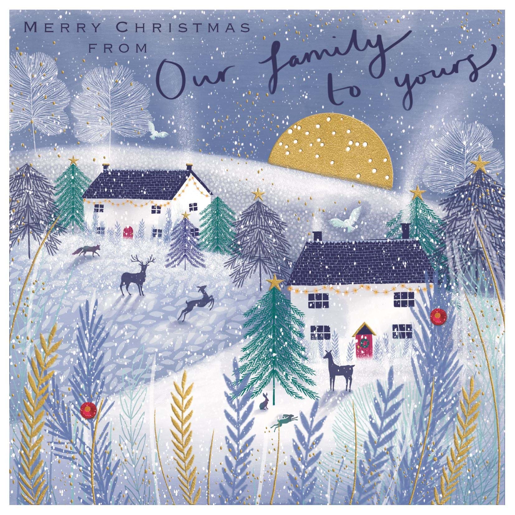 Snowy Homes Family Christmas Card