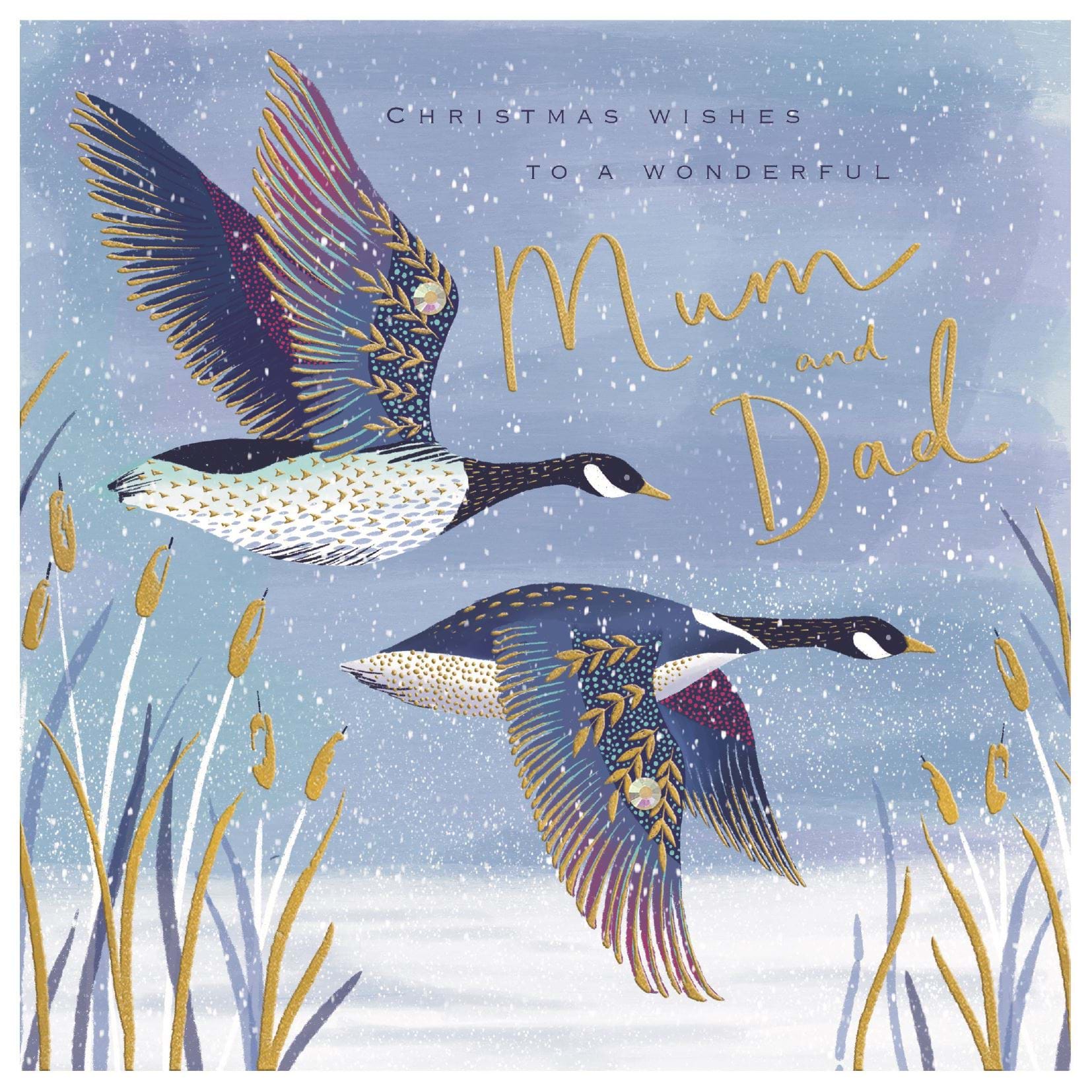 Geese Mum and Dad Christmas Card