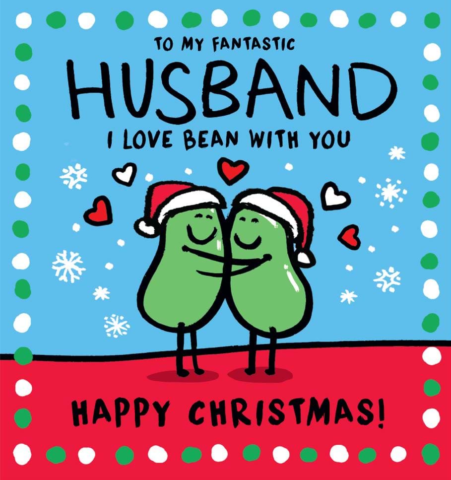 Bean With You Husband Christmas Card