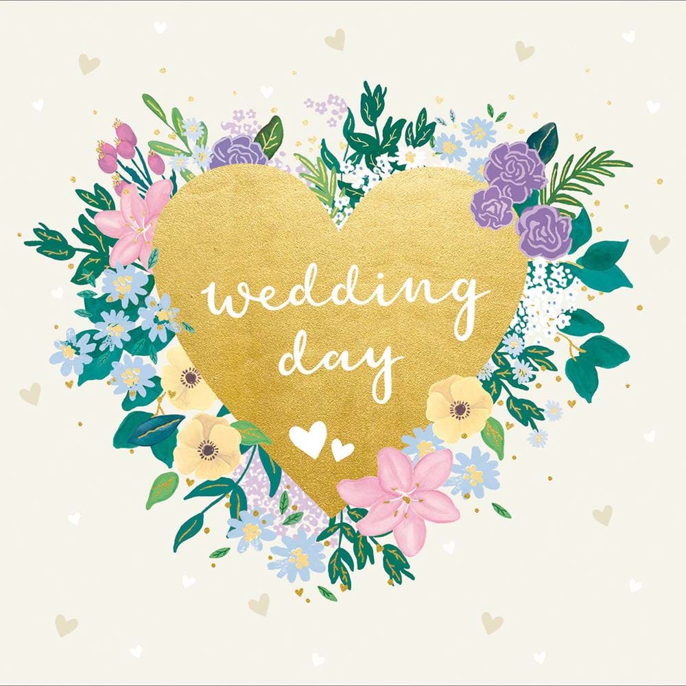 Golden Heart Wedding Card
