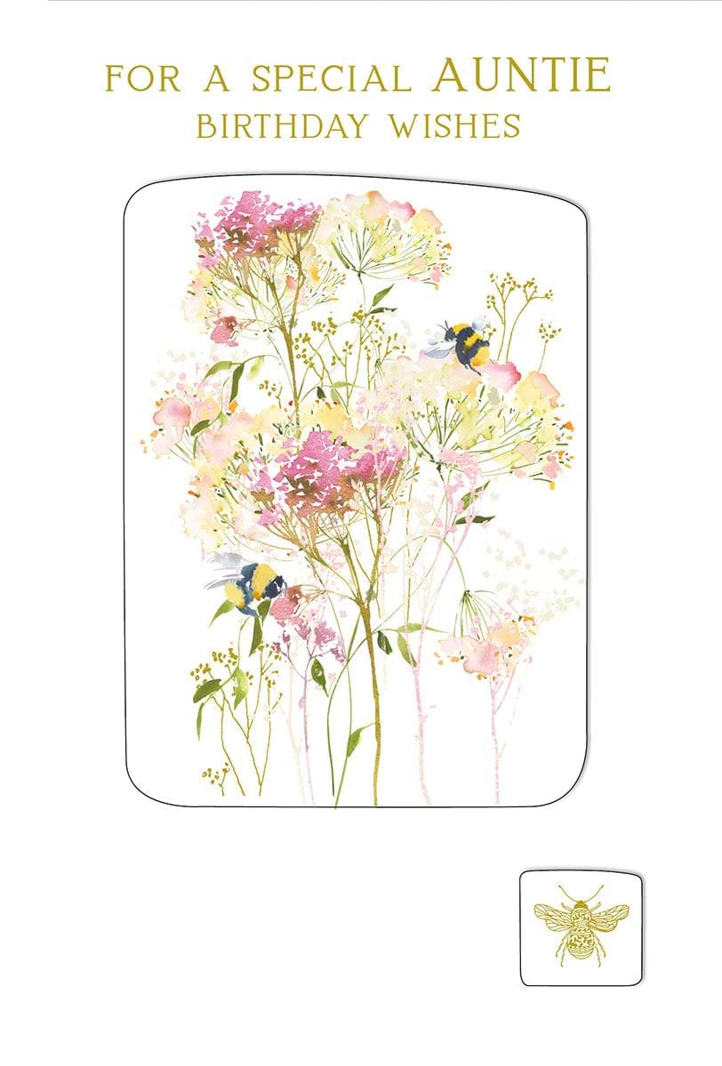 Florals and Bees Auntie Birthday Card