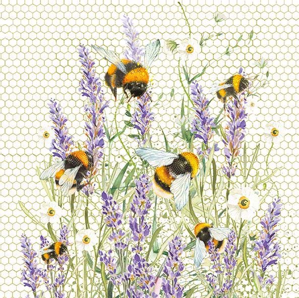 Lavender Bees Greeting Card