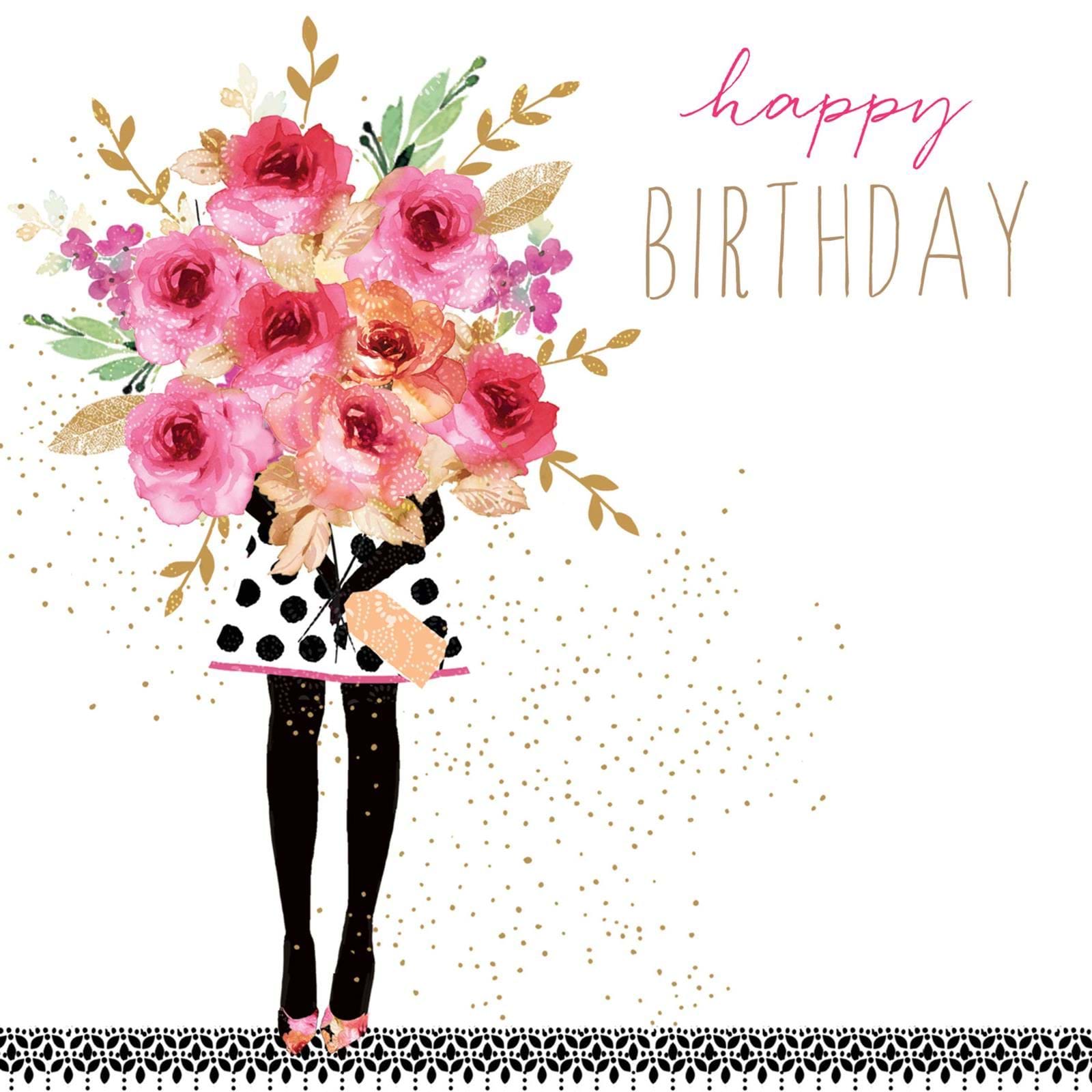 Bouquet Girl Birthday Card