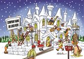 Santa's New House - Front Personalised Christmas Card