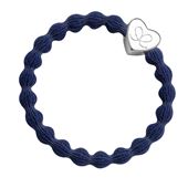 Silver Heart Hair Bobble/Bracelet - Navy