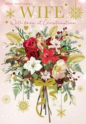 Festive Bouquet Wife Christmas Card