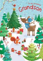 Forest Friends Grandson Christmas Card