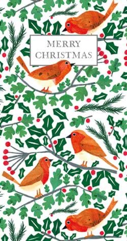Robins in Holly Tree Christmas Money Wallet