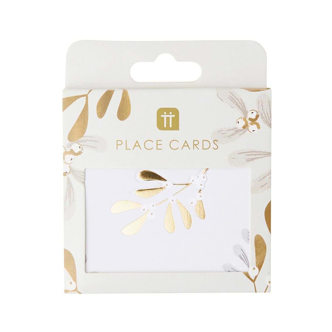 Gold Mistletoe Place Cards - 12 Pack