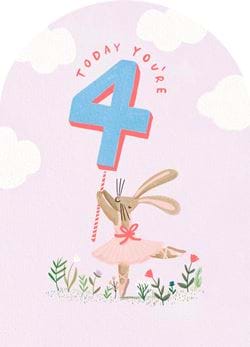Ballerina 4th Birthday Card