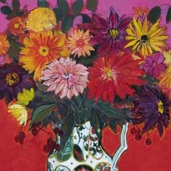 Dahlias in an Ironstone Jug