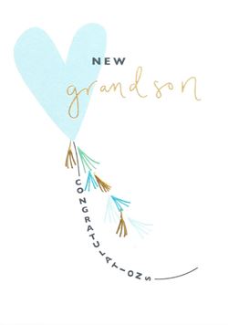 Blue Heart New Grandson Card