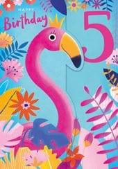 Flamingo 5th Birthday Card