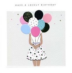 Holding Balloons Birthday Card