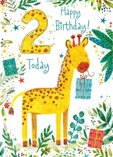 Giraffe 2nd Birthday Card