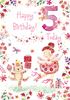 Cat and Ballerina 5th Birthday Card