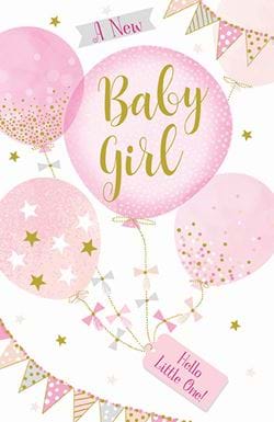 Balloons New Baby Girl Card