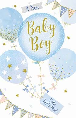 Balloons New Baby Boy Card