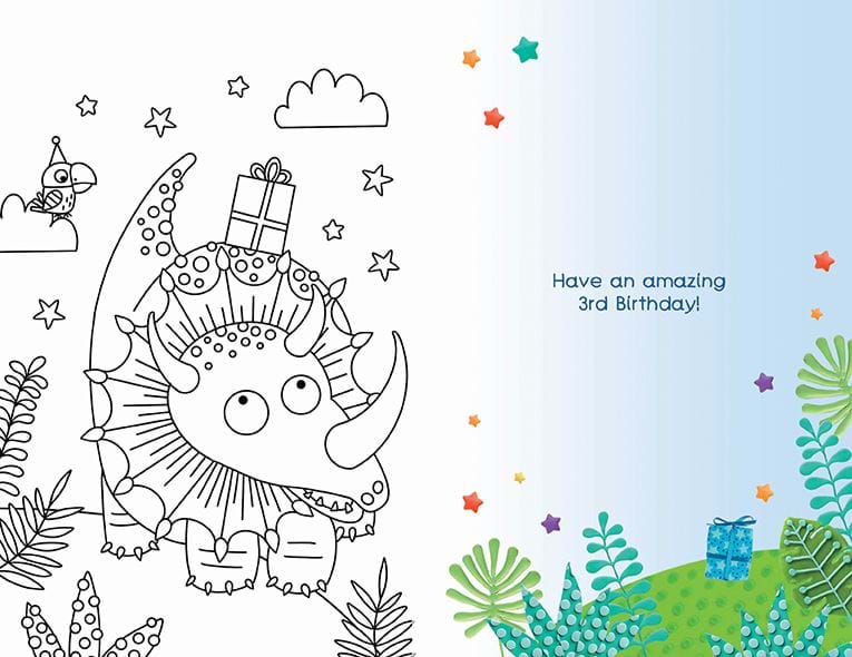 Triceratops 3rd Birthday Card