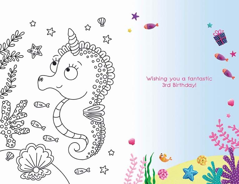 Seahorse 3rd Birthday Card