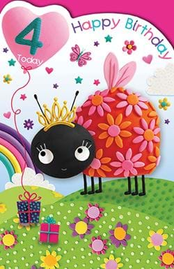 Ladybug 4th Birthday Card