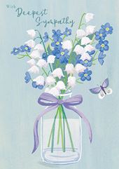 Blue and White Flowers Sympathy Card