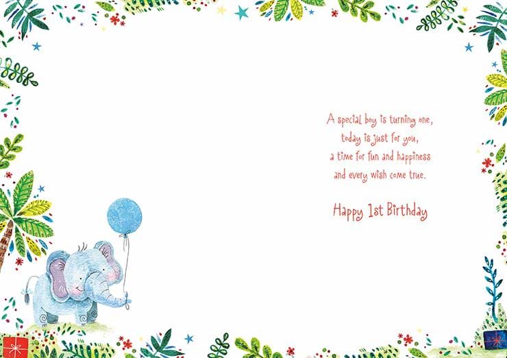 Elephant 1st Birthday Card