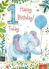 Elephant 1st Birthday Card