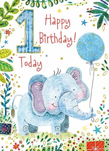 Elephant 1st Birthday Card