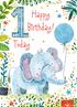 Elephant 1st Birthday Card