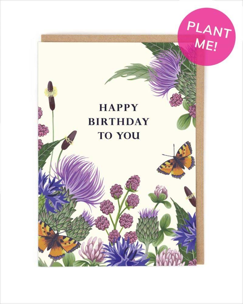 Purple Floral Seeded Birthday Card