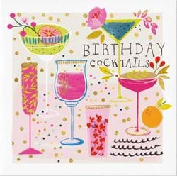 Pink Cocktails Birthday Card