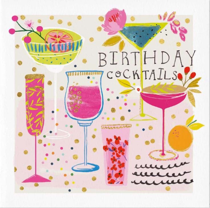 Pink Cocktails Birthday Card