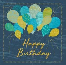 Green and Blue Balloons Birthday Card