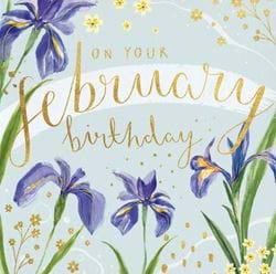 Iris Flower February Birthday Card
