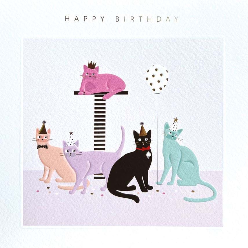 Colourful Cats Birthday Card