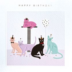 Colourful Cats Birthday Card