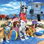 Beach Dogs 3D Effect Card