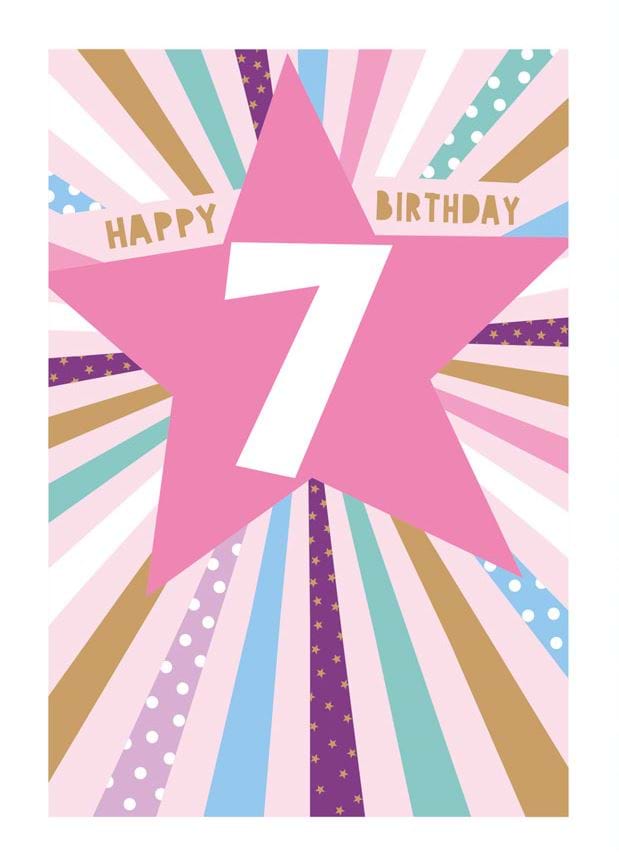 Star 7th Birthday Card