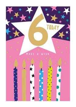 Candles 6th Birthday Card