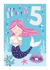 Mermaid 5th Birthday Card