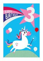Unicorn 3rd Birthday Card