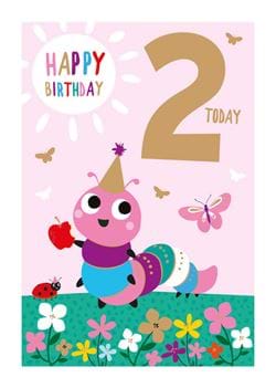 Caterpillar 2nd Birthday Card