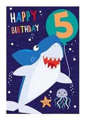 Shark 5th Birthday Card